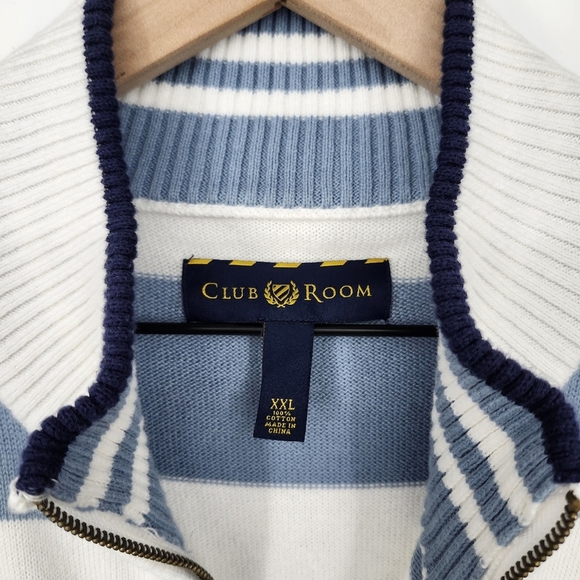 Blue Stripe Mens Full Zip Sweater Cardigan Size XXL‎ Frat Boy Prep Coastal - Picture 5 of 8